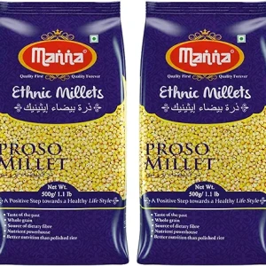 Manna Proso Millet Unpolished Natural Grains, 1kg (500g x 2 Packs) - மன்னா ப்ரோசோ மில்லட் பாலிஷ் செய்யப்படாத இயற்கை தானியங்கள், 1 கிலோ (500 கிராம் x 2