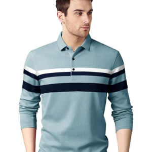 EYEBOGLER Polo Neck Half Sleeve Striped Print Casual Men Tshirt